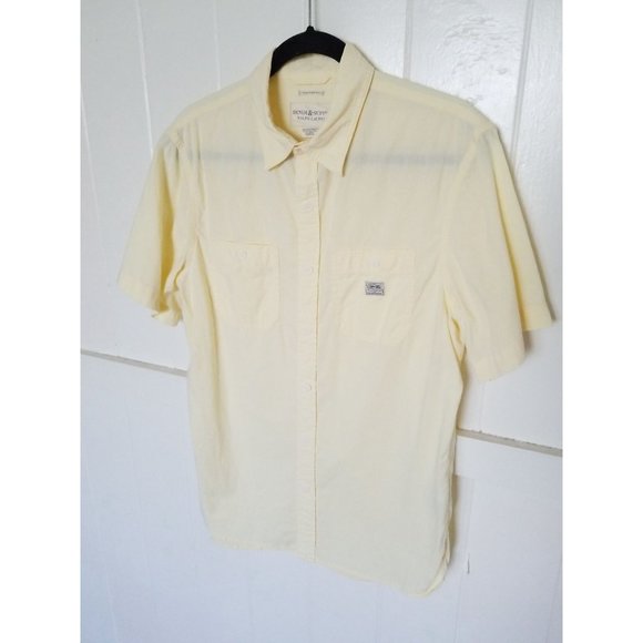 DENIM & SUPPLY Mens Regular Fit  S/S Button Front Logo Shirt M Light Yellow - Picture 3 of 8